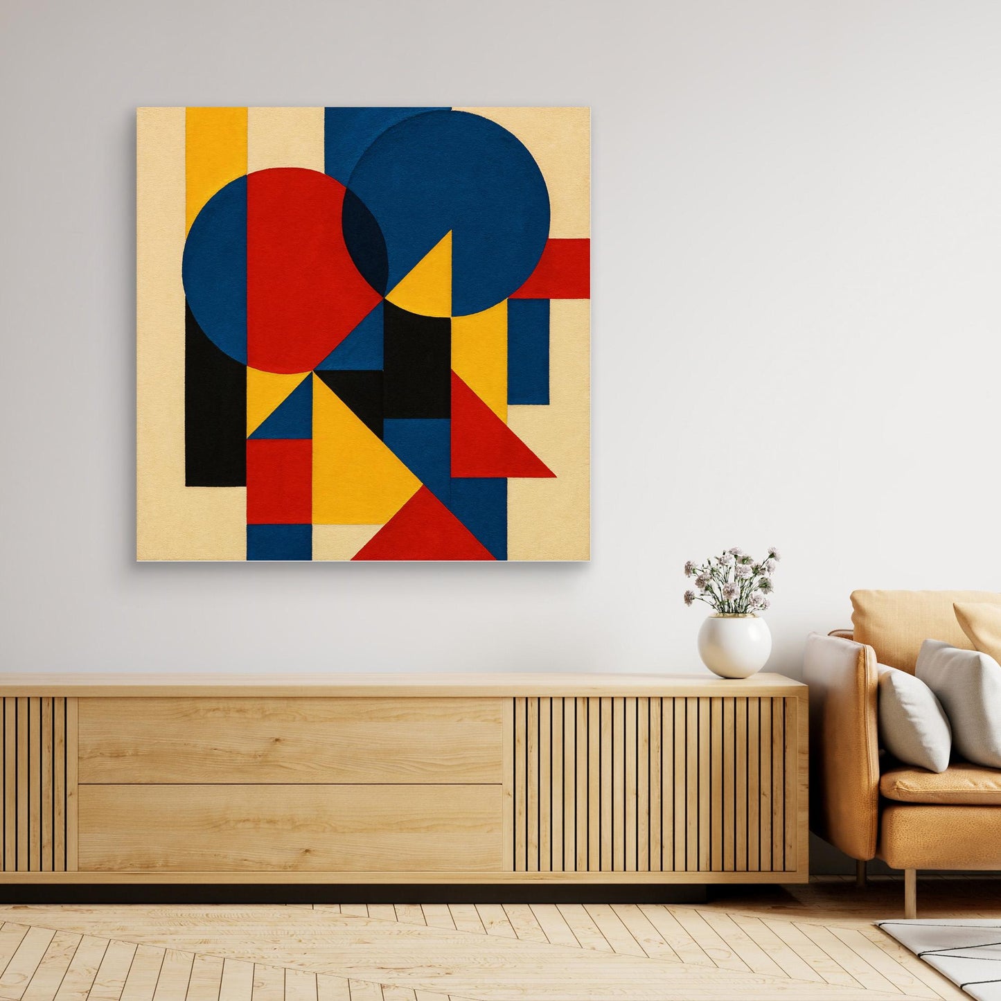 Primary Pulse - A signature geometric abstraction work with bauhaus echoes gestures