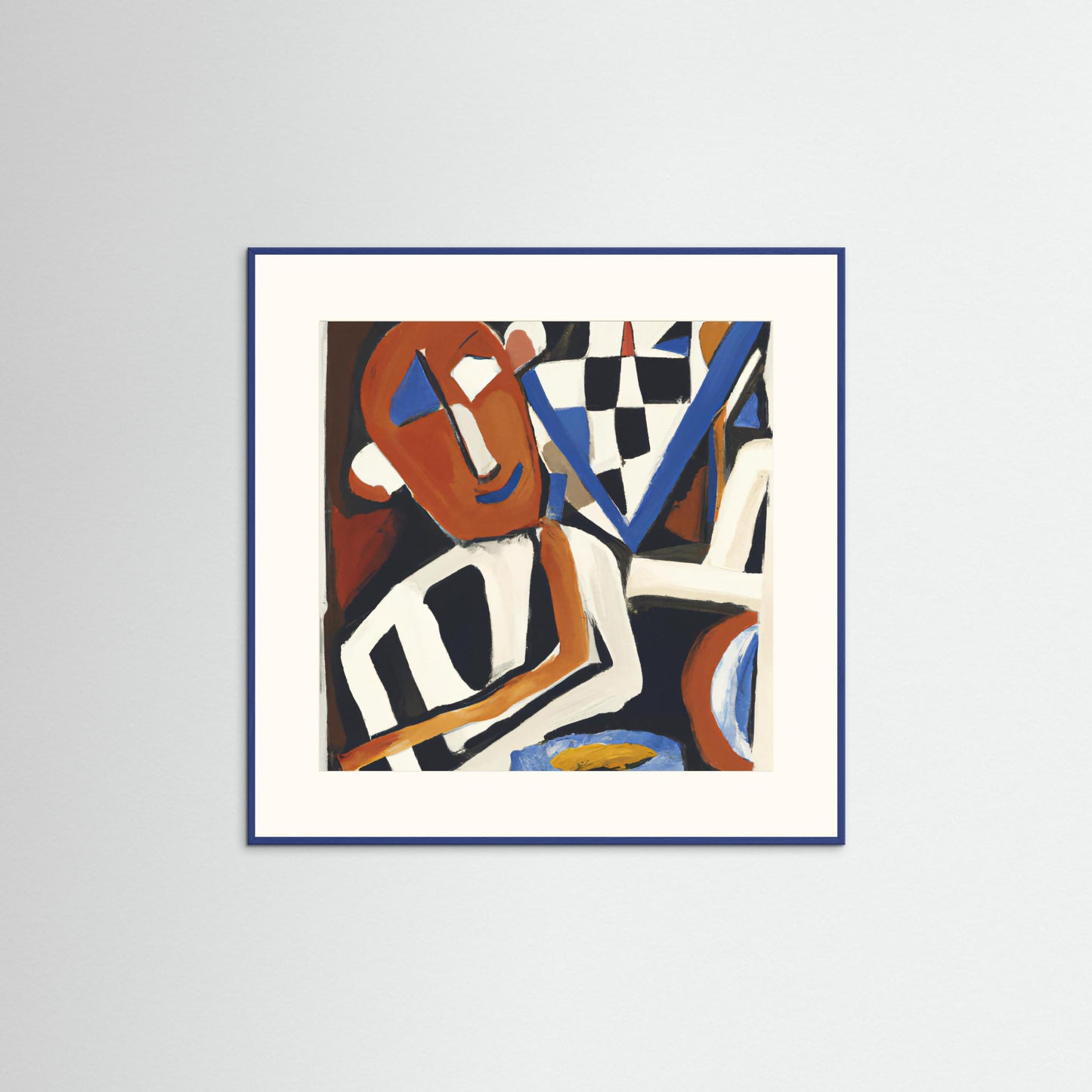 Checkerboard Café - Neo-Cubist Figure Art Print