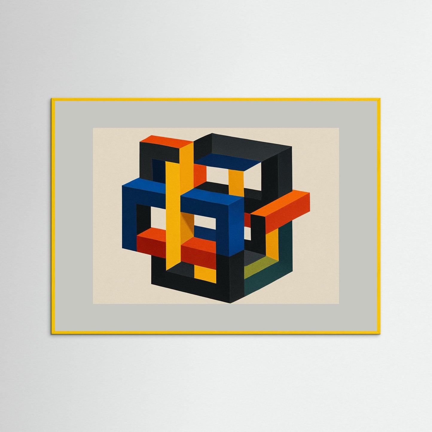 Interlock No. 7 - Isometric Color Lattice - Hard-edge geometric minimalism art print