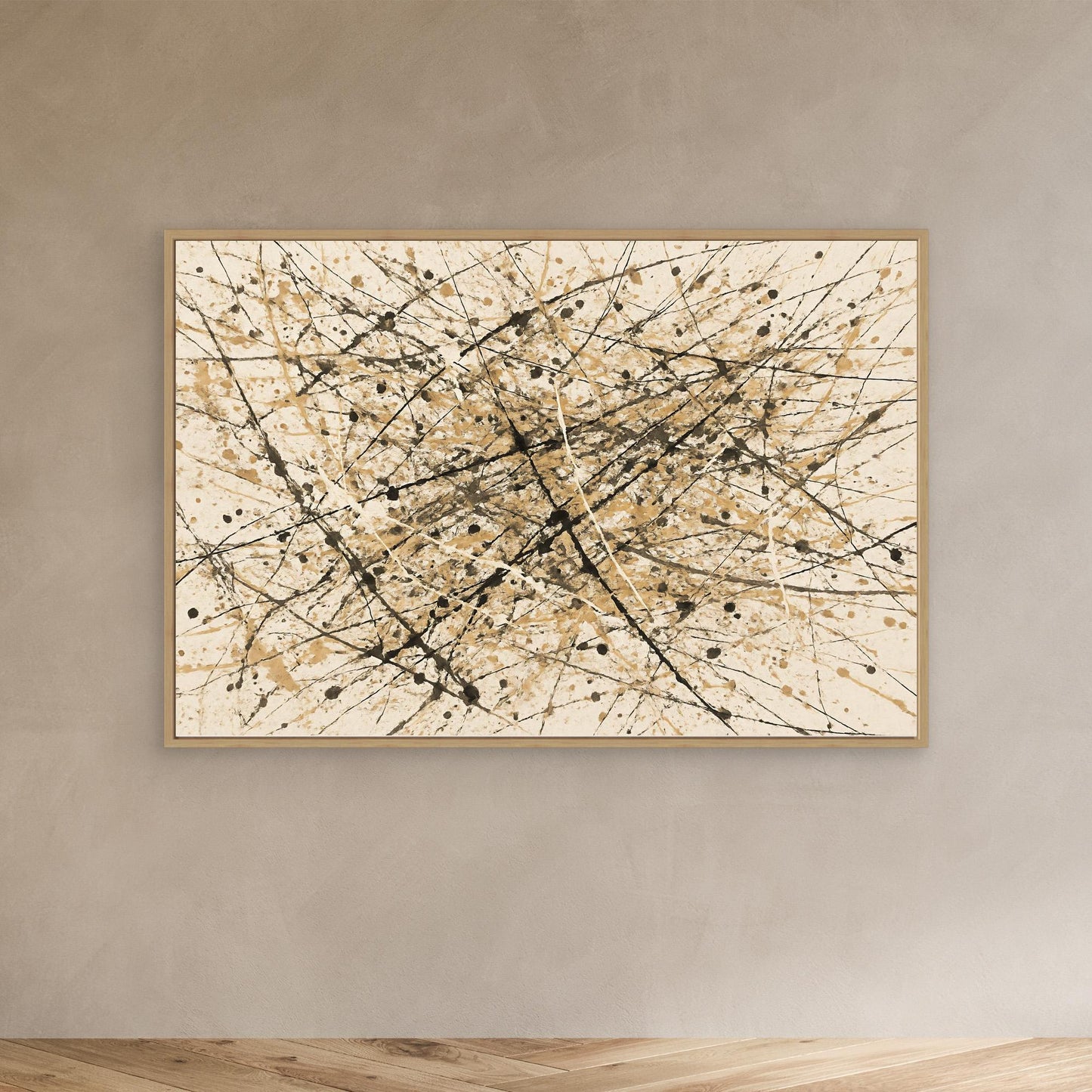 Earthen Flux - Neutral Drip Abstract Canvas Art Print