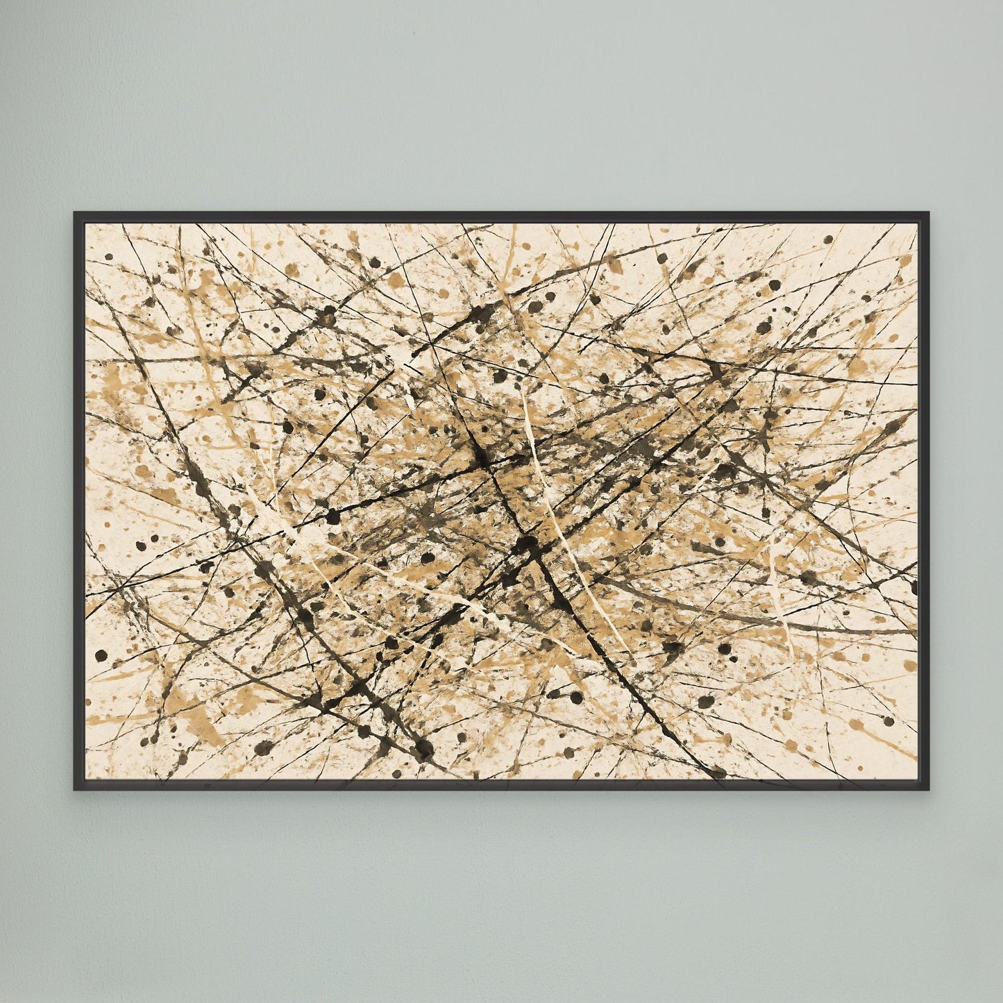 Earthen Flux - Neutral Drip Abstract Canvas Art Print
