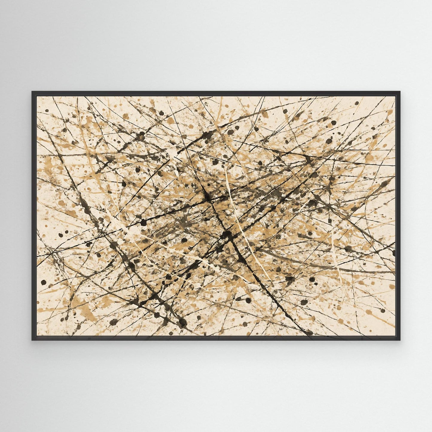 Earthen Flux - Neutral Drip Abstract Canvas Art Print