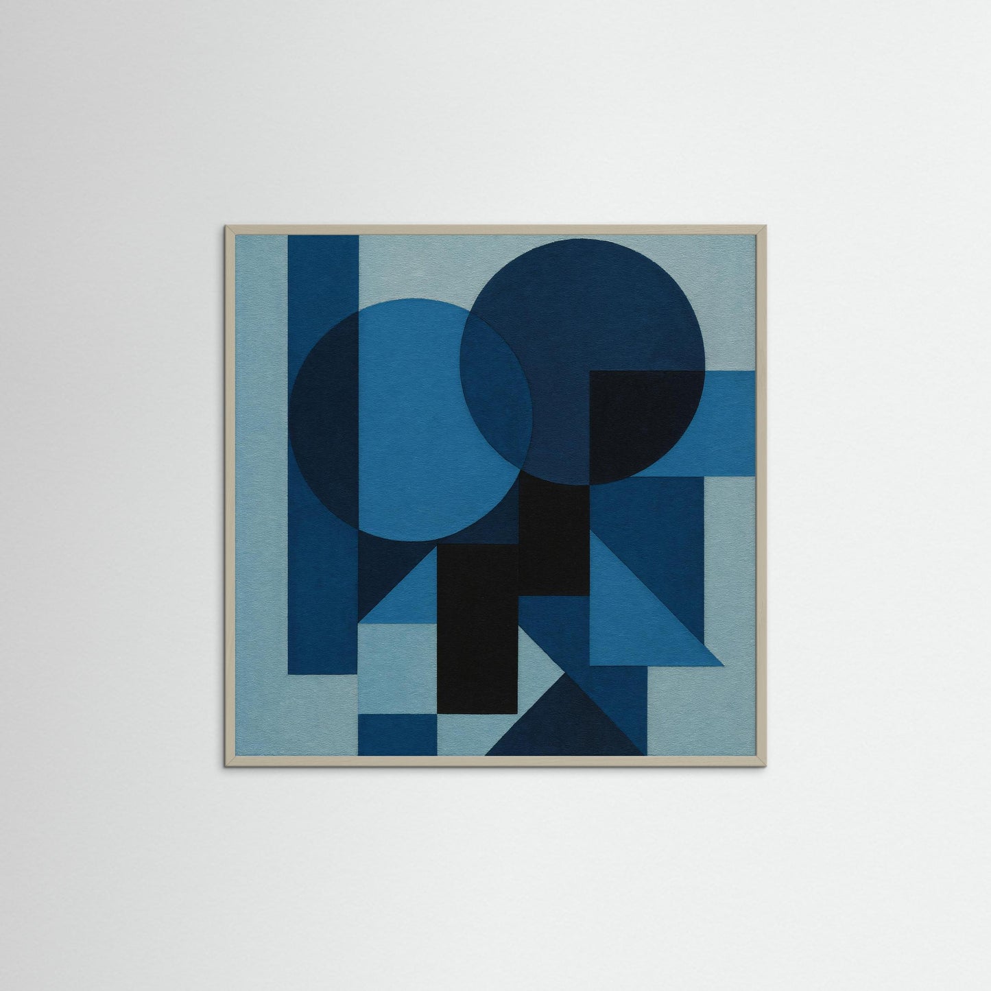Midnight Geometry - Blue Monochrome Art Print