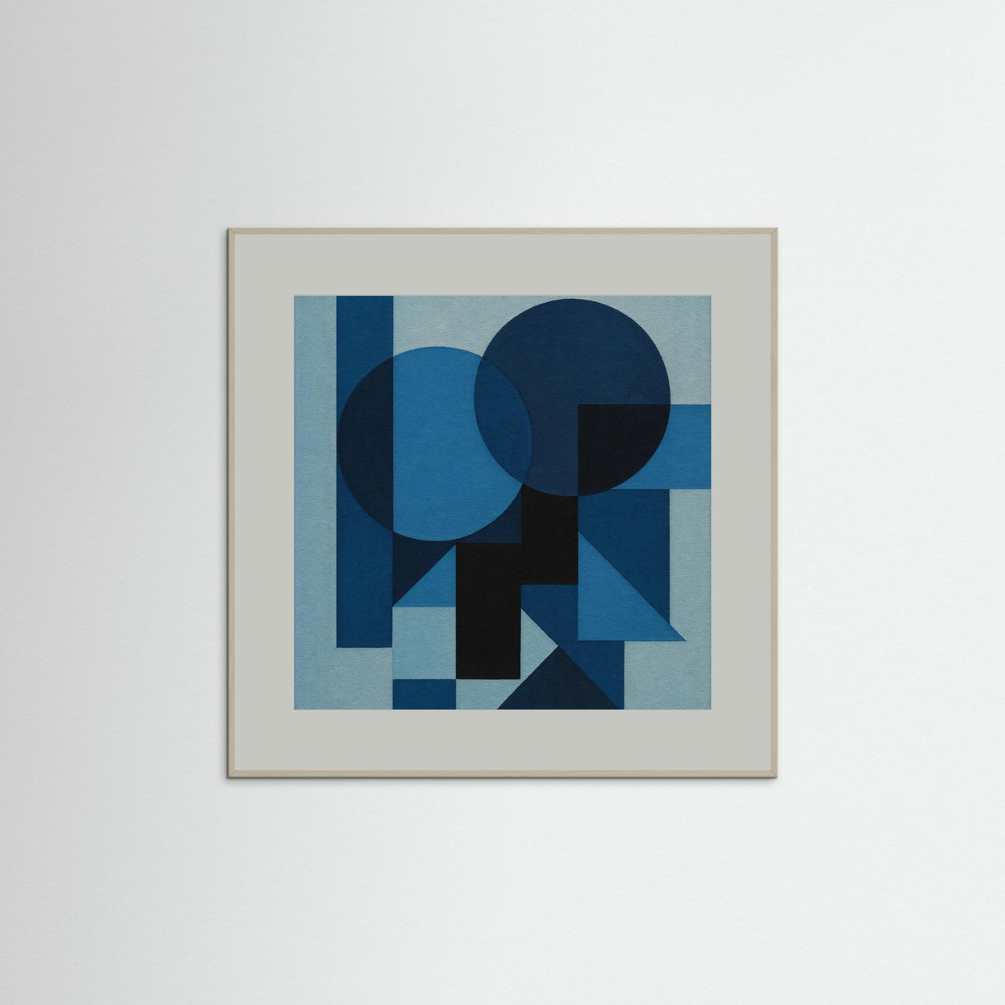 Midnight Geometry - Blue Monochrome Art Print