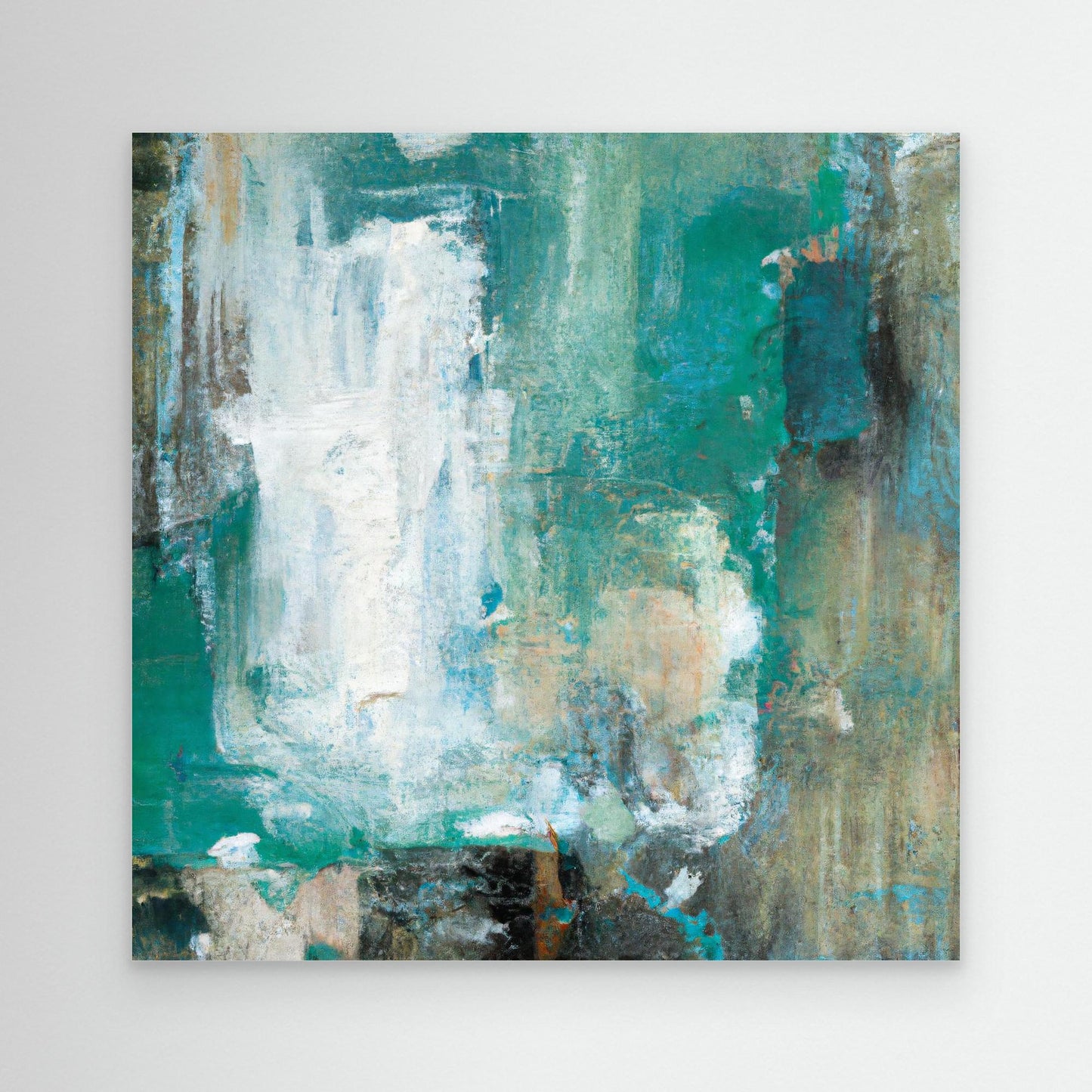 Whispers of Turquoise - Expressionist Abstract Art Print with Action Painting Echoes