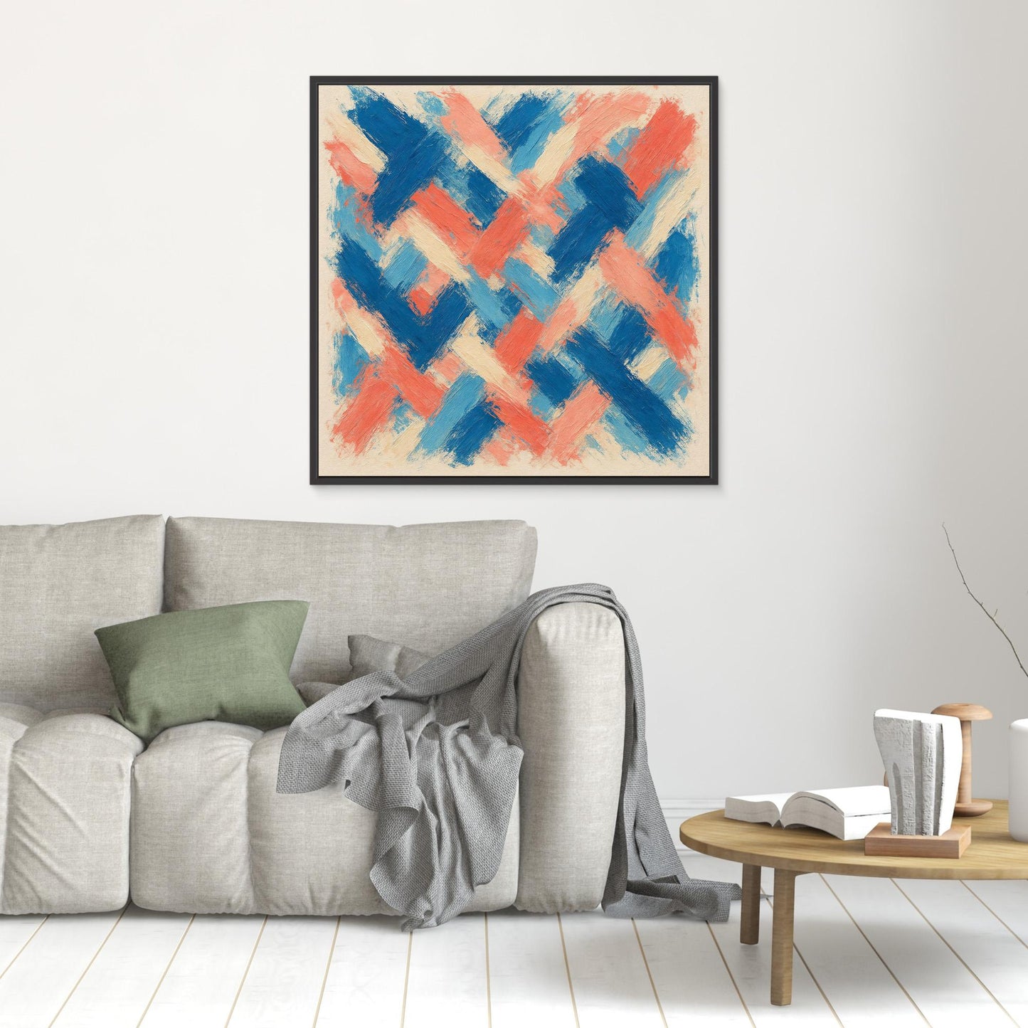 Tideweave - Coral & Blue Brushstroke Field
