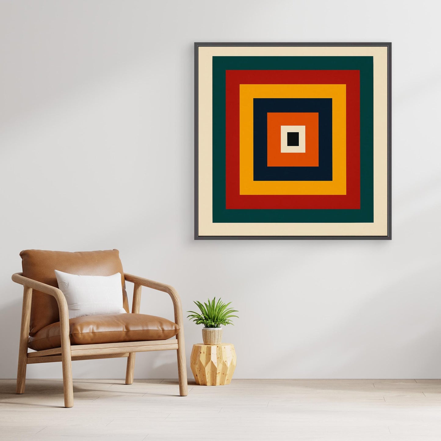 Center of Gravity - Hard-edge minimalism geometric abstraction with Bauhaus Albers color-study sensibility