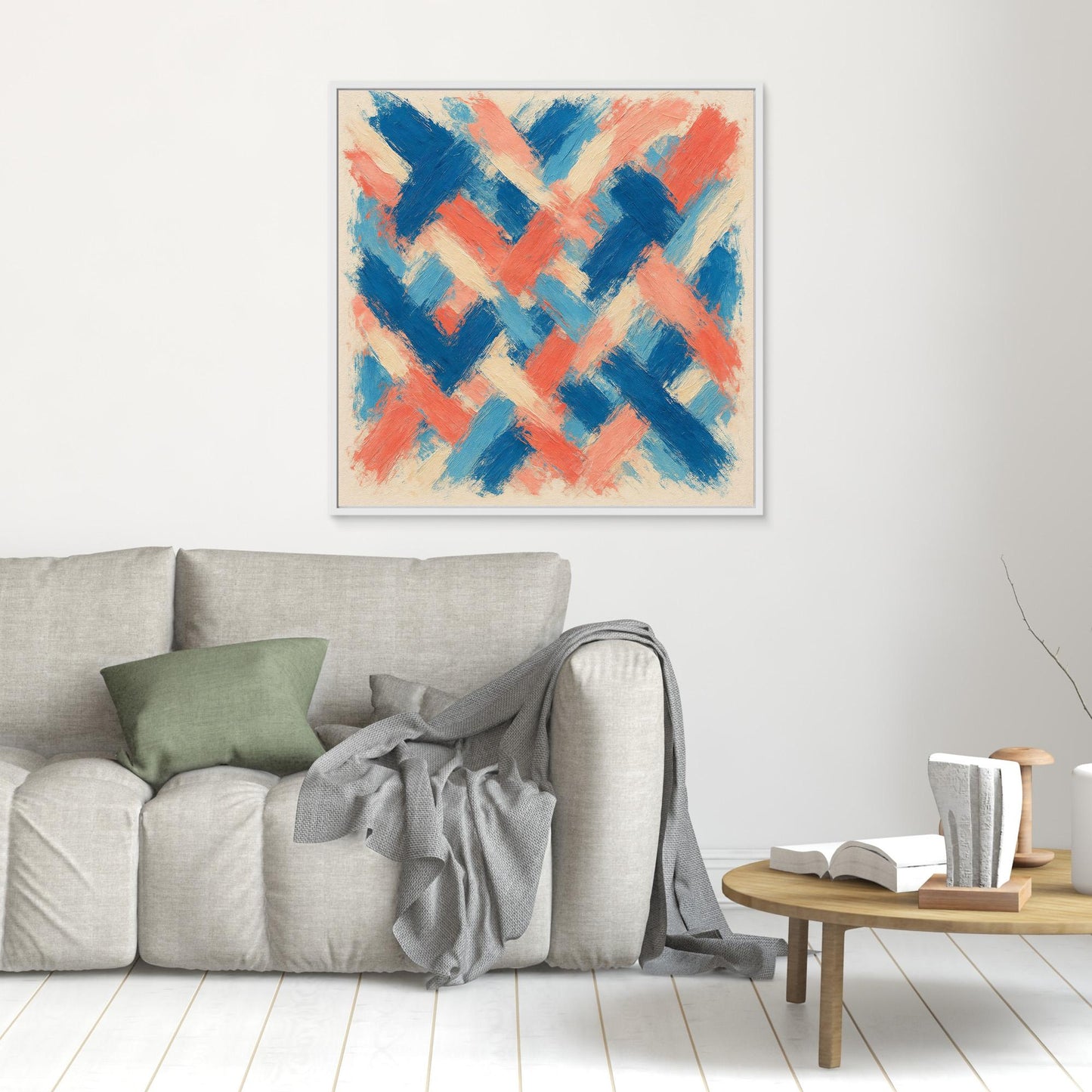 Tideweave - Coral & Blue Brushstroke Field