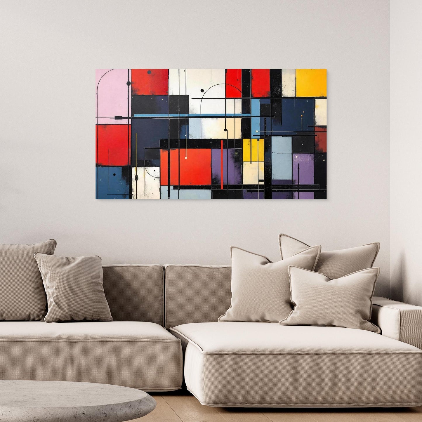 Urban Cadence - Hard-Edge Abstraction Art Print, Modern Geometric Composition