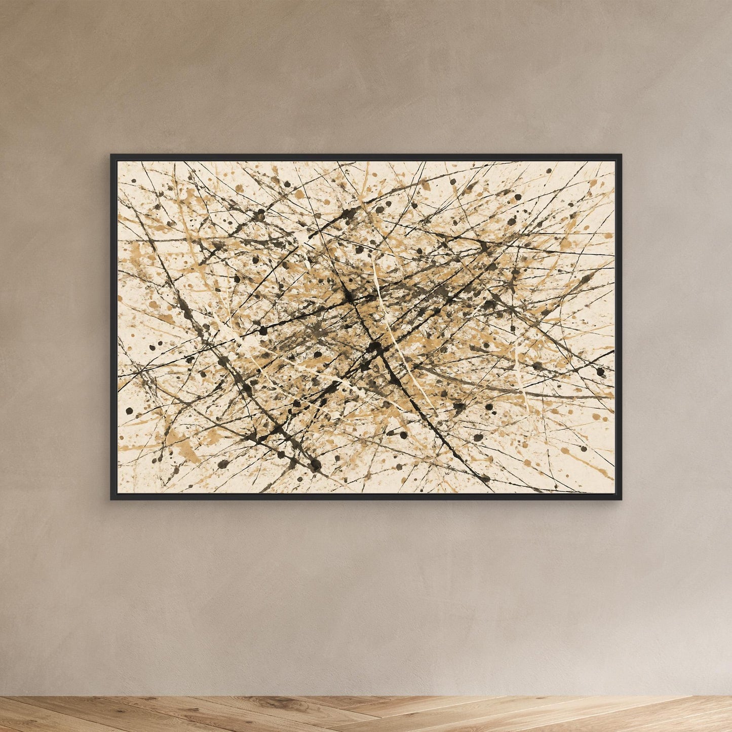 Earthen Flux - Neutral Drip Abstract Canvas Art Print