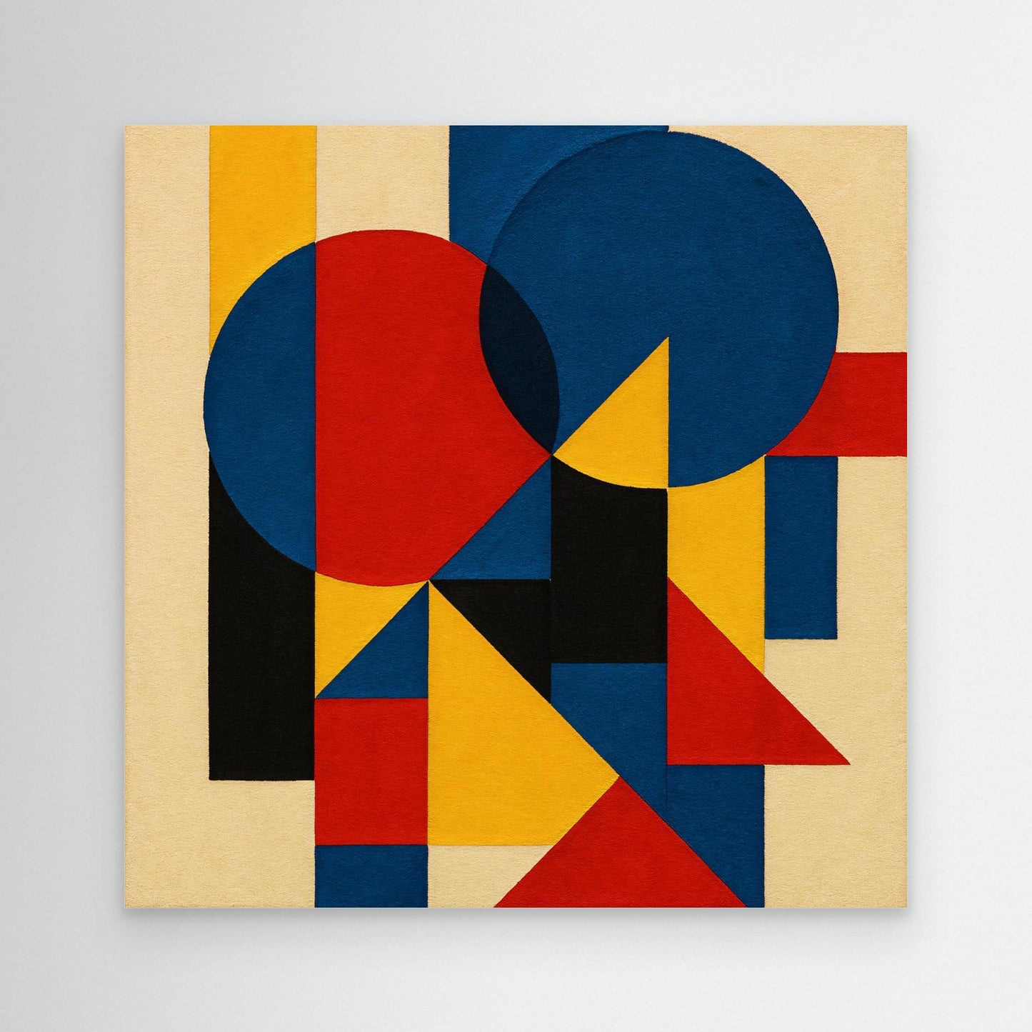 Primary Pulse - A signature geometric abstraction work with bauhaus echoes gestures