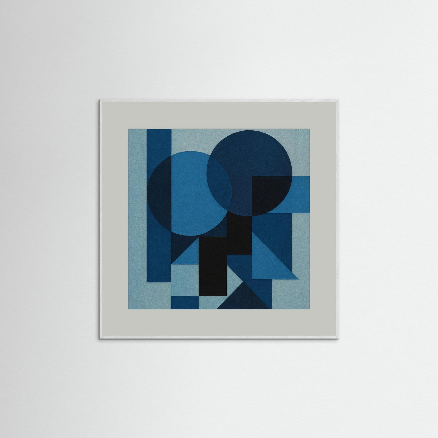 Midnight Geometry - Blue Monochrome Art Print