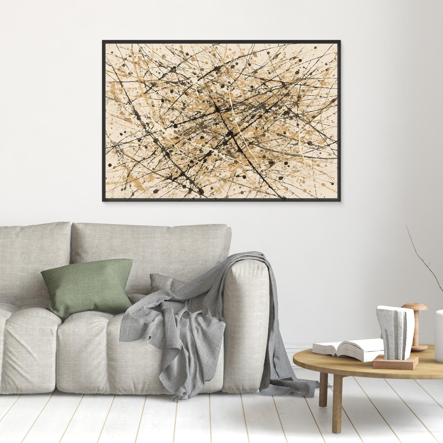 Earthen Flux - Neutral Drip Abstract Canvas Art Print