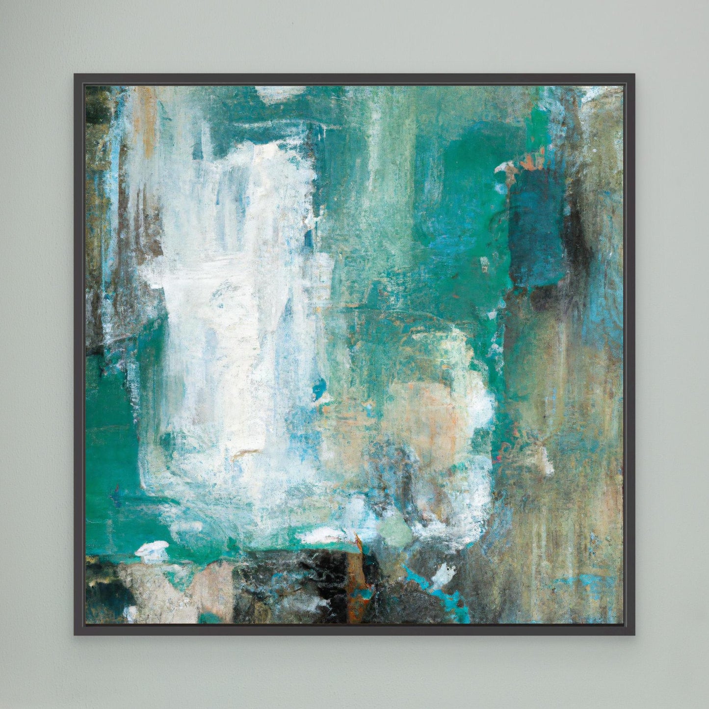 Whispers of Turquoise - Expressionist Abstract Art Print with Action Painting Echoes