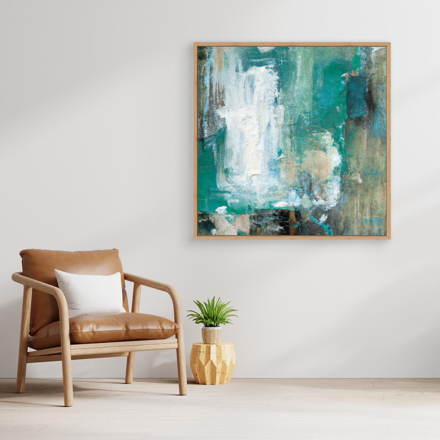 Whispers of Turquoise - Expressionist Abstract Art Print with Action Painting Echoes