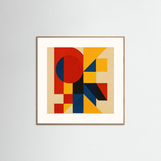 Primary Construct - Bauhaus Echoes Study in a Geometric Abstraction Art Print