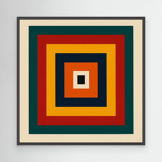 Center of Gravity - Hard-edge minimalism geometric abstraction with Bauhaus  Albers color-study sensibility