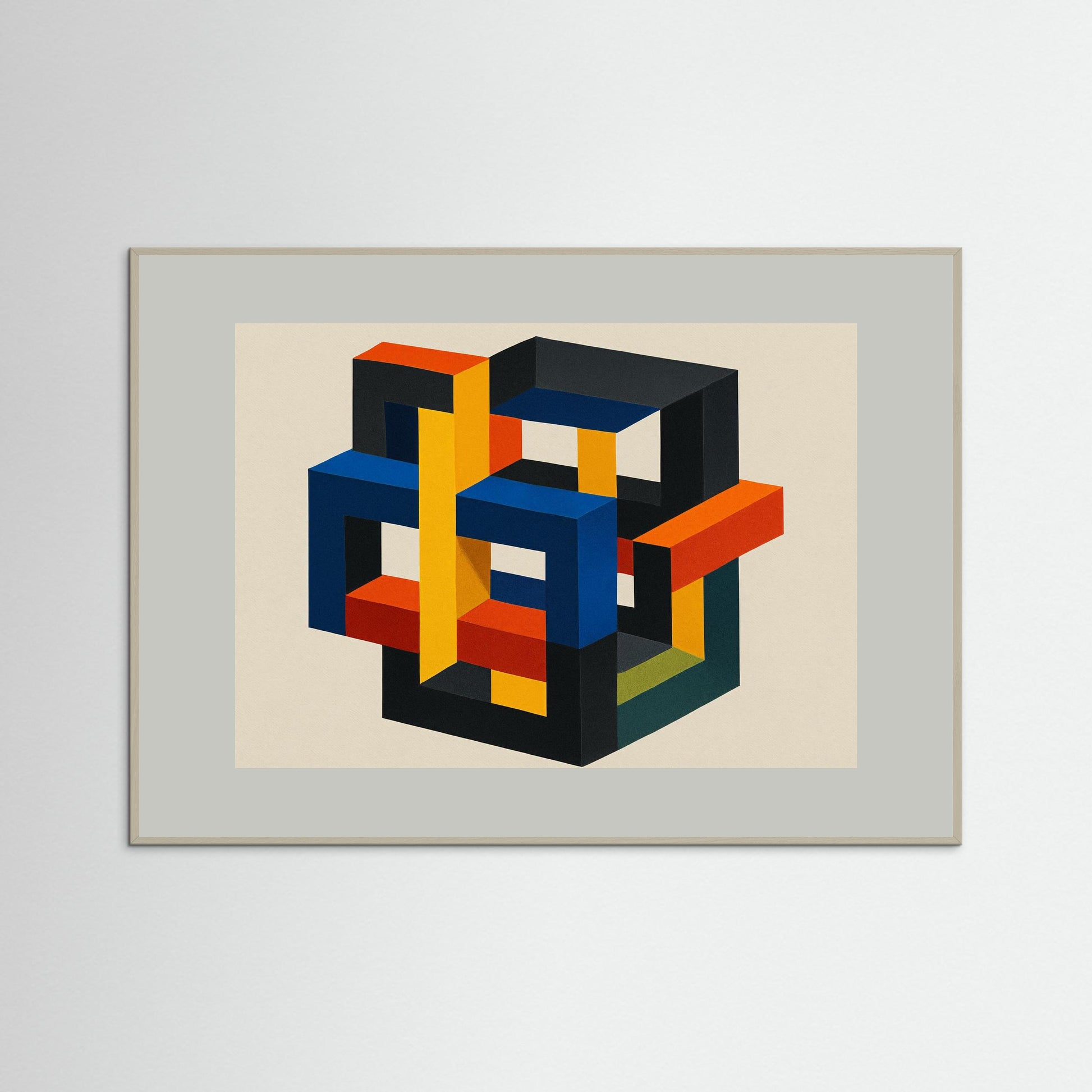 Interlock No. 7 - Isometric Color Lattice - Hard-edge geometric minimalism art print