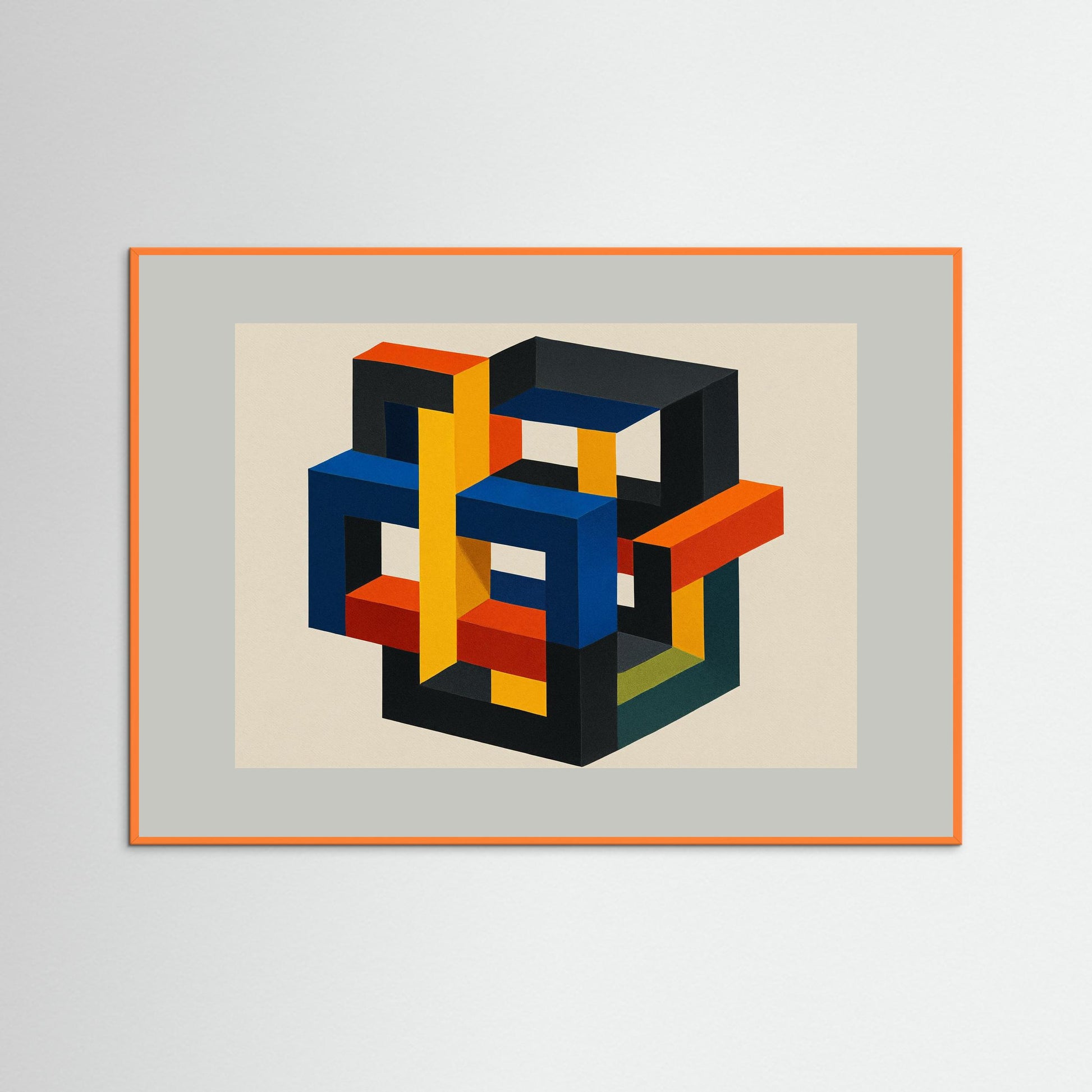 Interlock No. 7 - Isometric Color Lattice - Hard-edge geometric minimalism art print