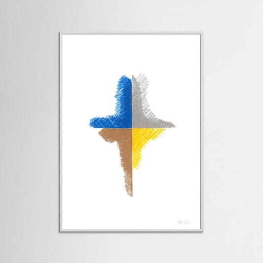 Cardinal Points - A signature geometric abstraction work with fragments gestures