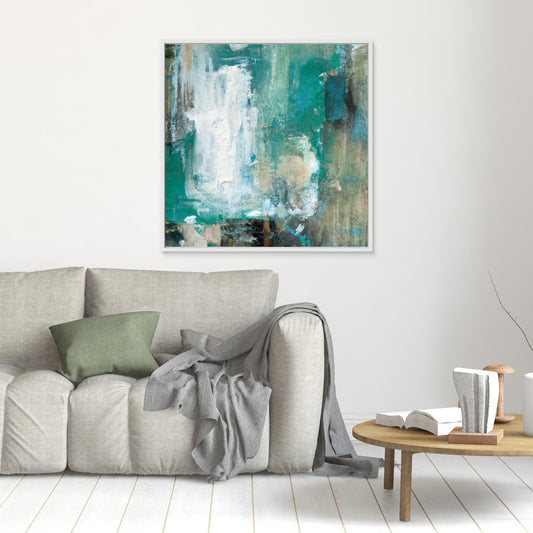 Whispers of Turquoise - Expressionist Abstract Art Print with Action Painting Echoes