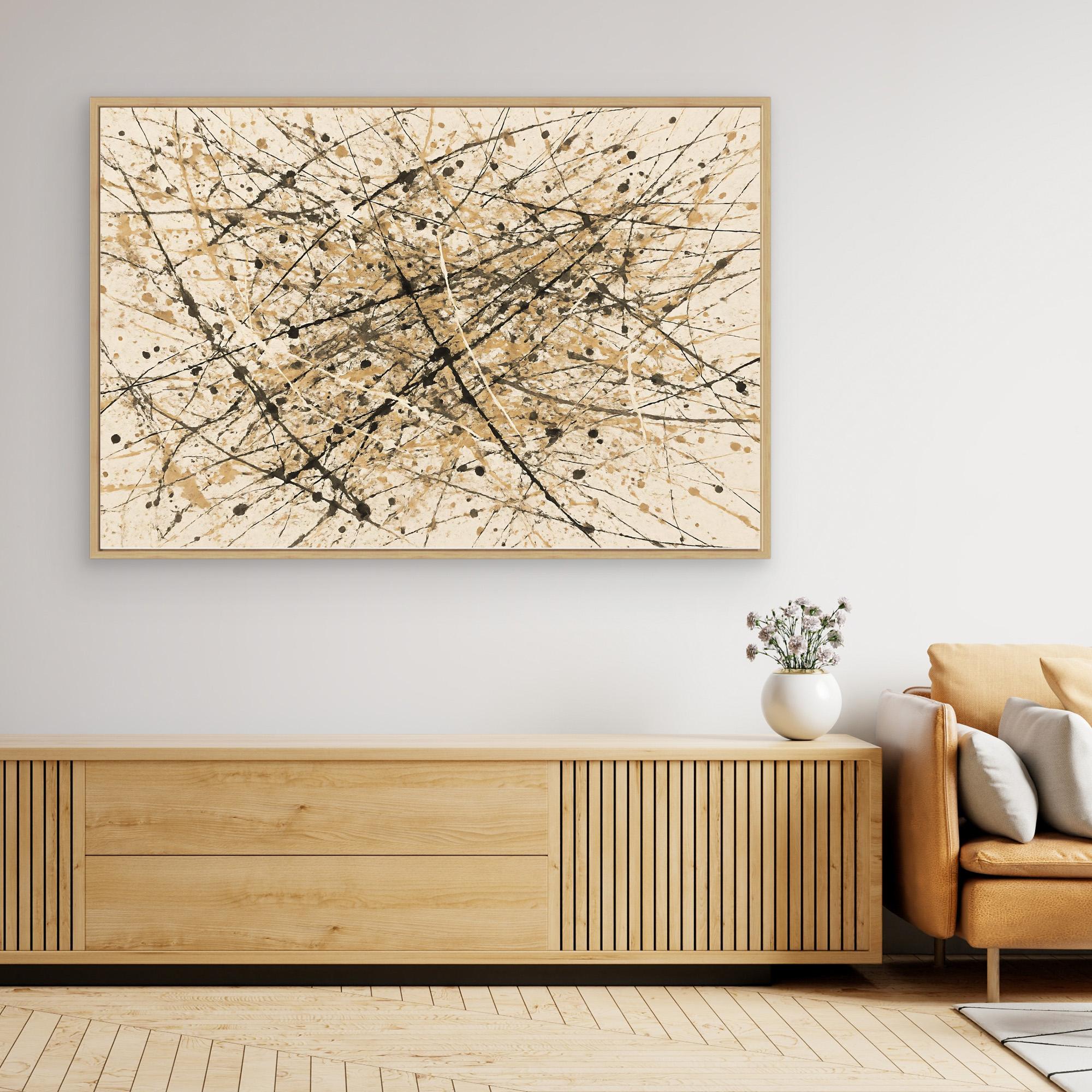 Earthen Flux - Neutral Drip Abstract Canvas Art Print