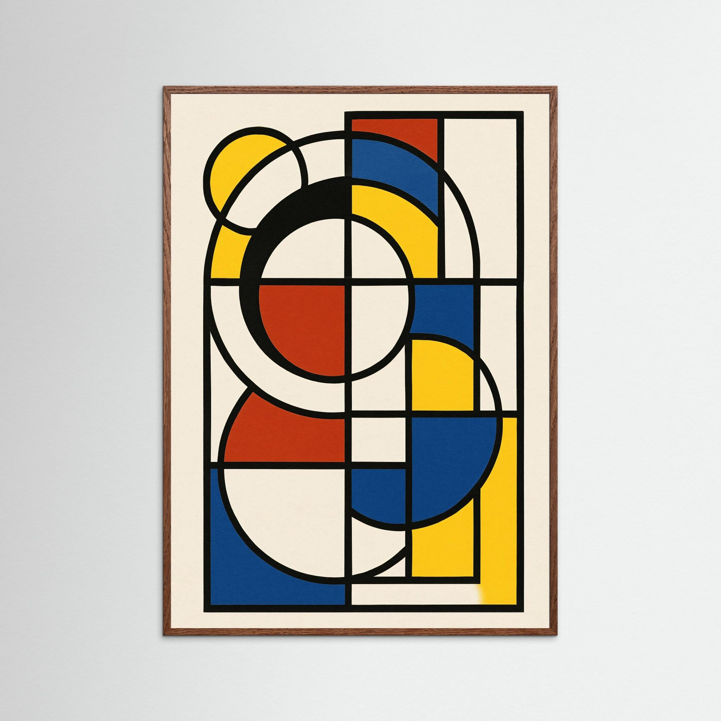 Arc and Grid - Bauhaus Echoes Study in Geometric Abstraction Art Print