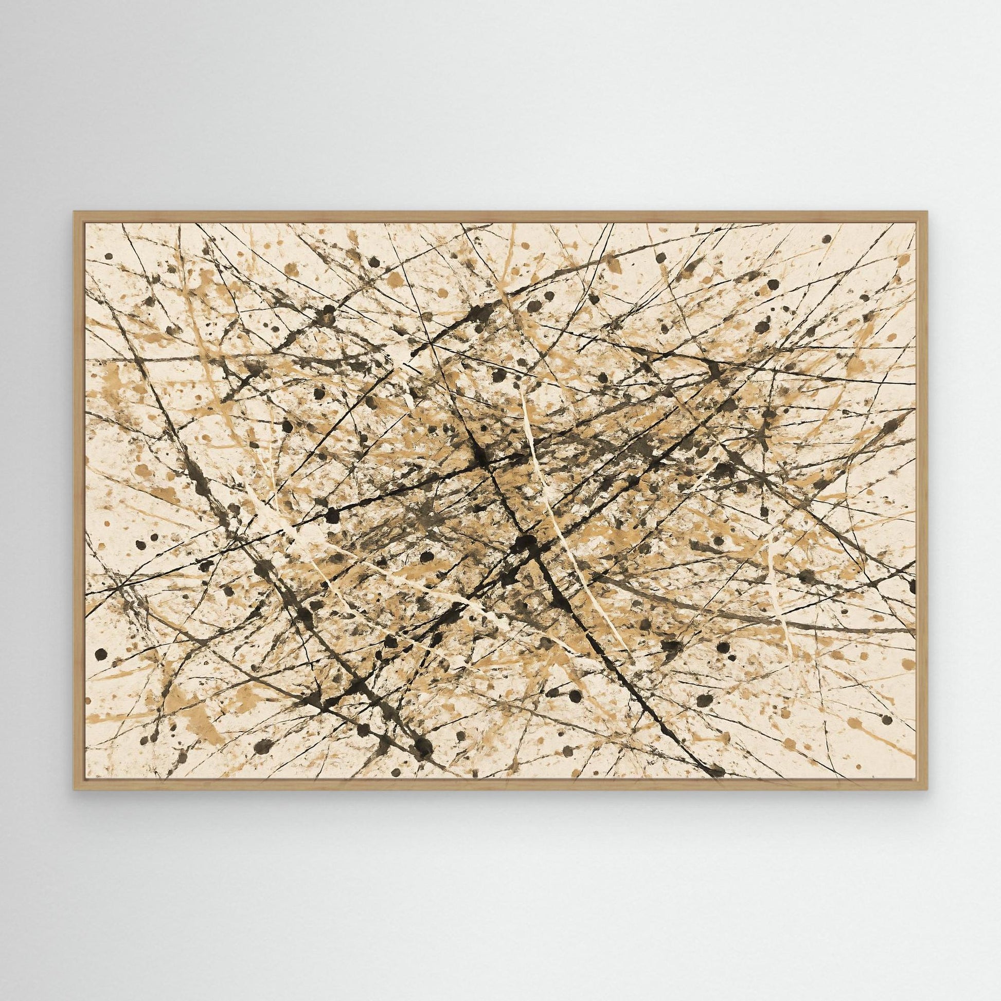 Earthen Flux - Neutral Drip Abstract Canvas Art Print