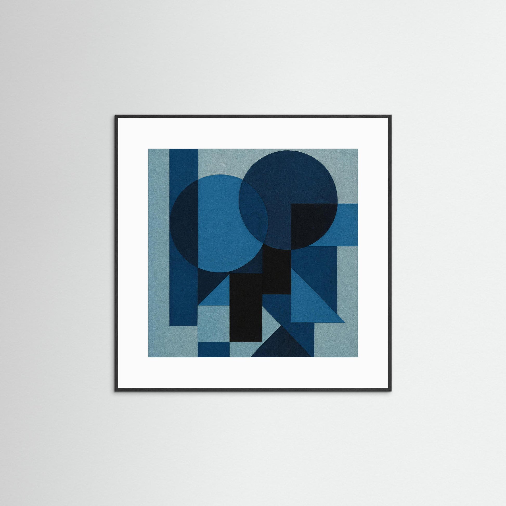 Midnight Geometry - Blue Monochrome Art Print