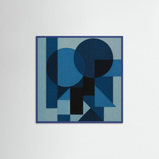 Midnight Geometry - Blue Monochrome Art Print