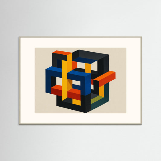 Interlock No. 7 - Isometric Color Lattice - Hard-edge geometric minimalism art print