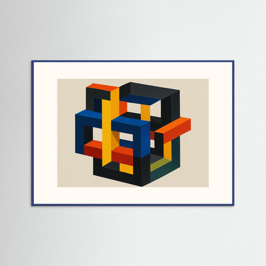 Interlock No. 7 - Isometric Color Lattice - Hard-edge geometric minimalism art print