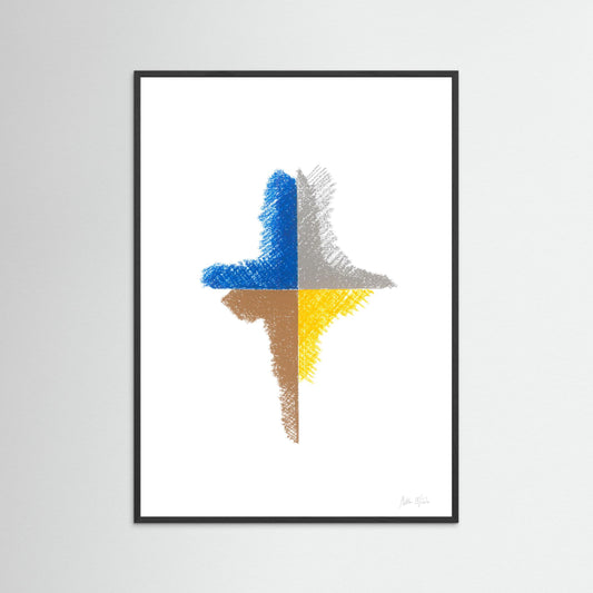 Cardinal Points - A signature geometric abstraction work with fragments gestures