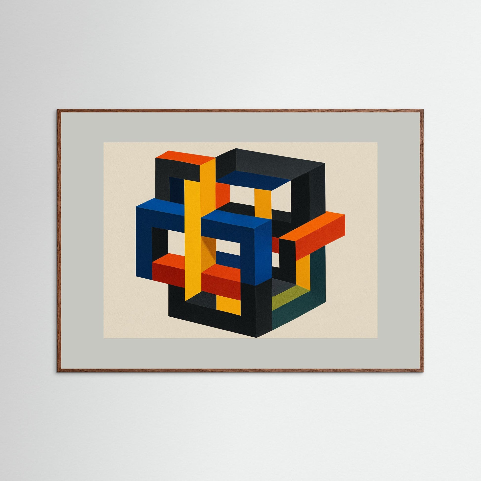 Interlock No. 7 - Isometric Color Lattice - Hard-edge geometric minimalism art print