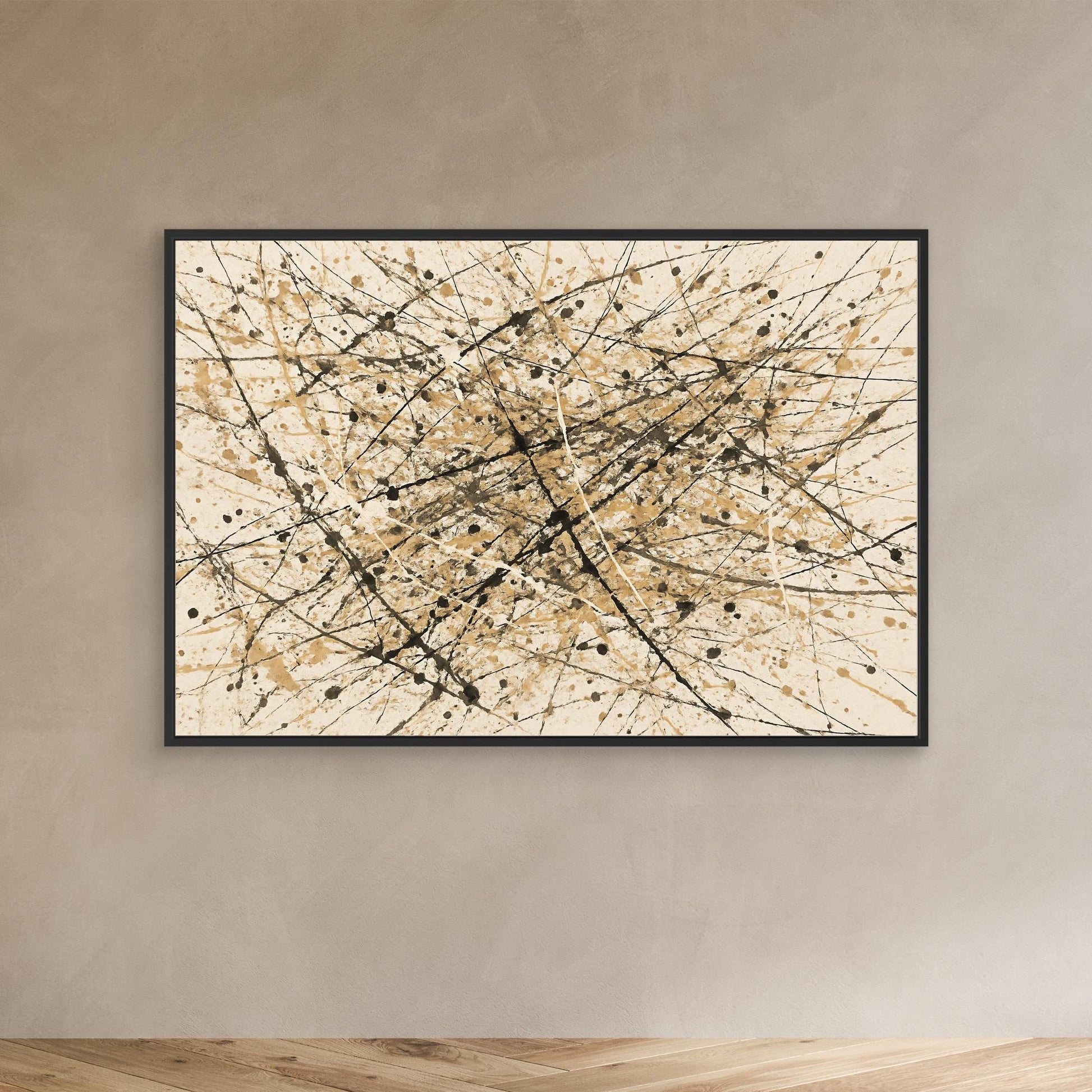 Earthen Flux - Neutral Drip Abstract Canvas Art Print