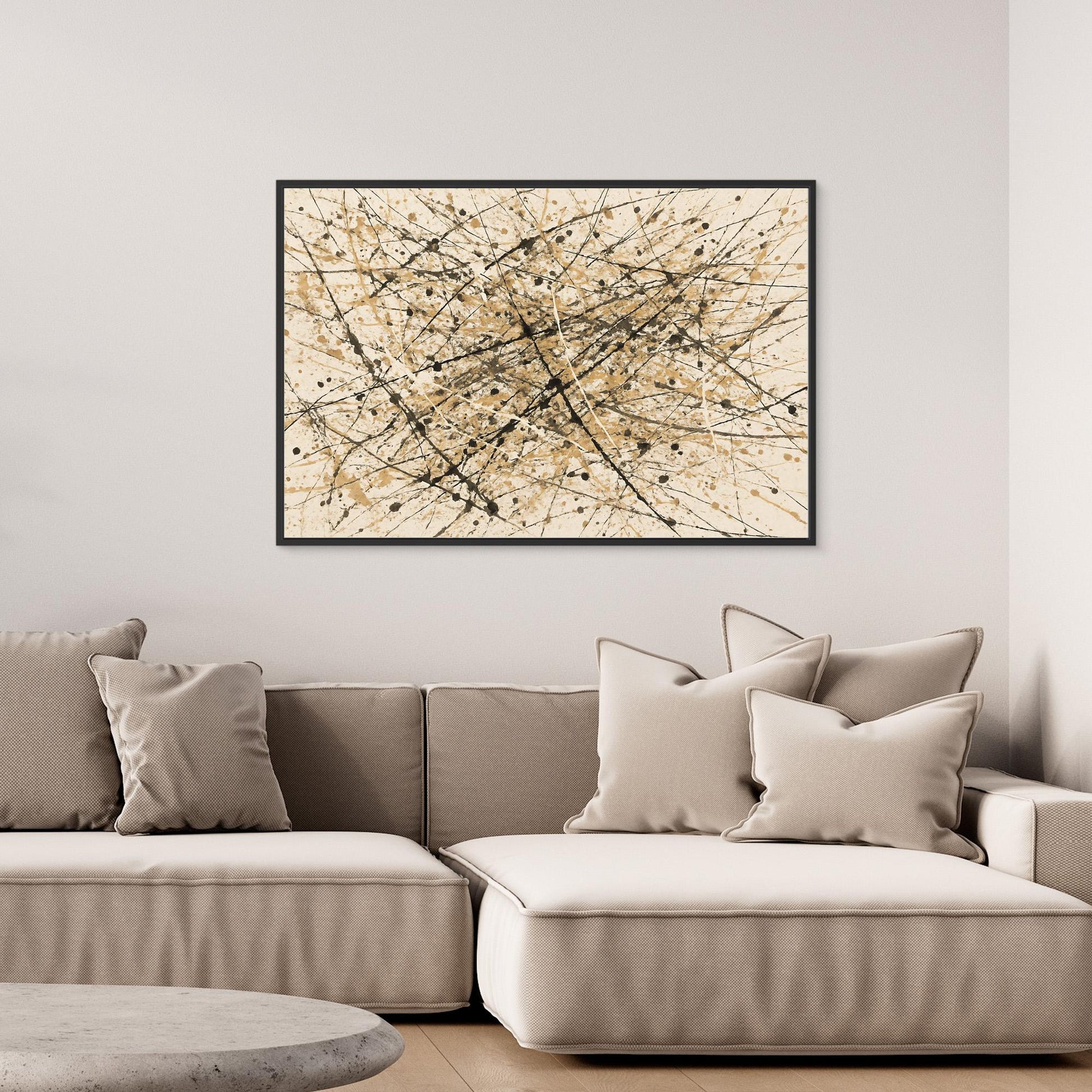 Earthen Flux - Neutral Drip Abstract Canvas Art Print